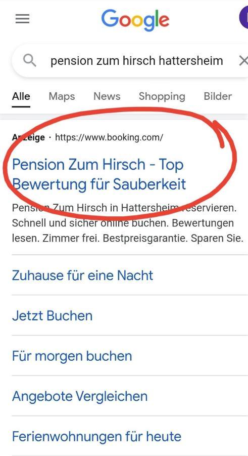 Hotel-Pension Zum Hirsch ハタースハイム エクステリア 写真